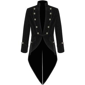 Men's Velvet Vladimir Tuxedo Black Velvet Tail Coat Gothic Steampunk Victorian